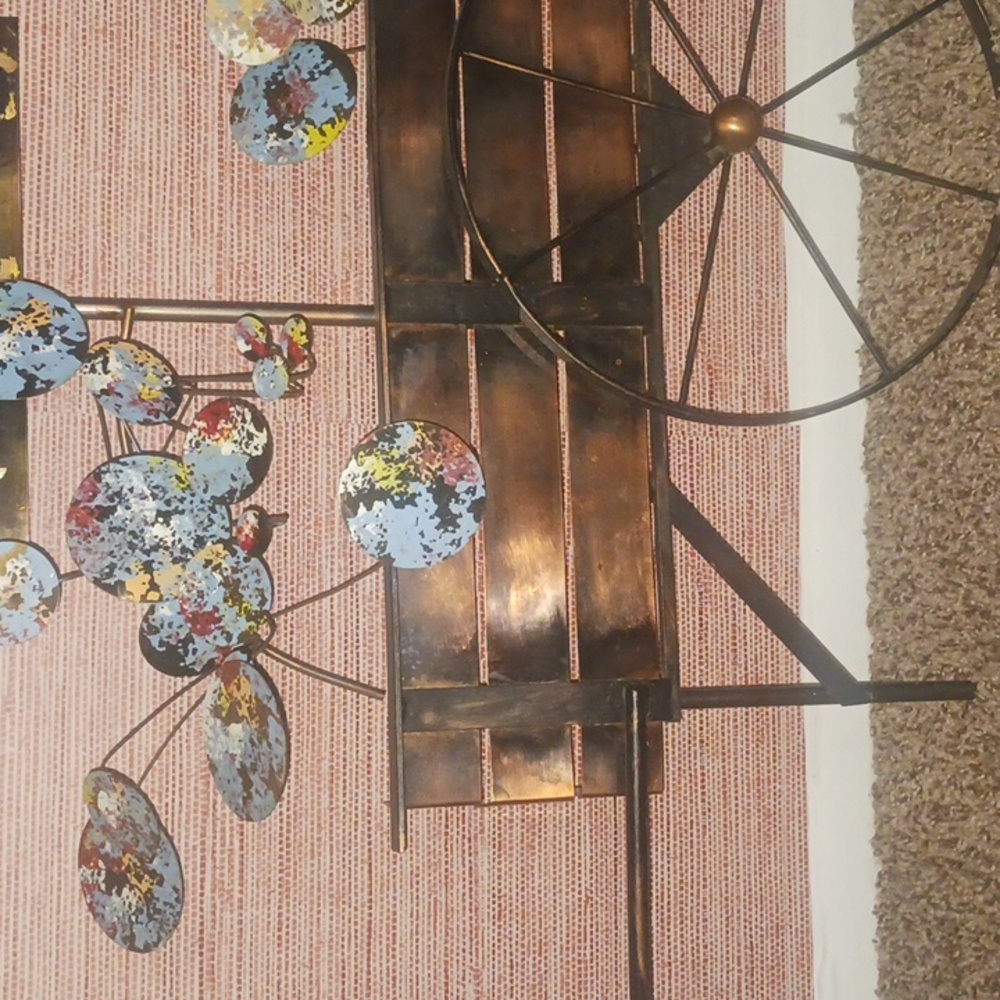 Curtis Jere Signed Decorative Metal Cart with Colorful Accents - Picture 5 of 5